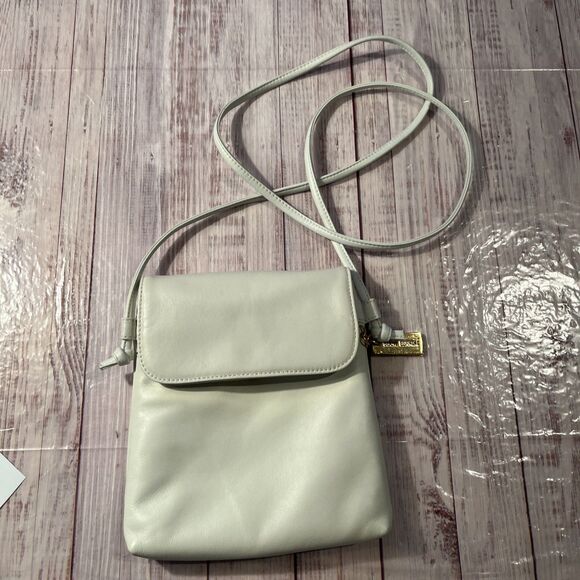 Giani Bernini Signature Logo White Genuine Leather Crossbody Bag/Purse. - Picture 1 of 12